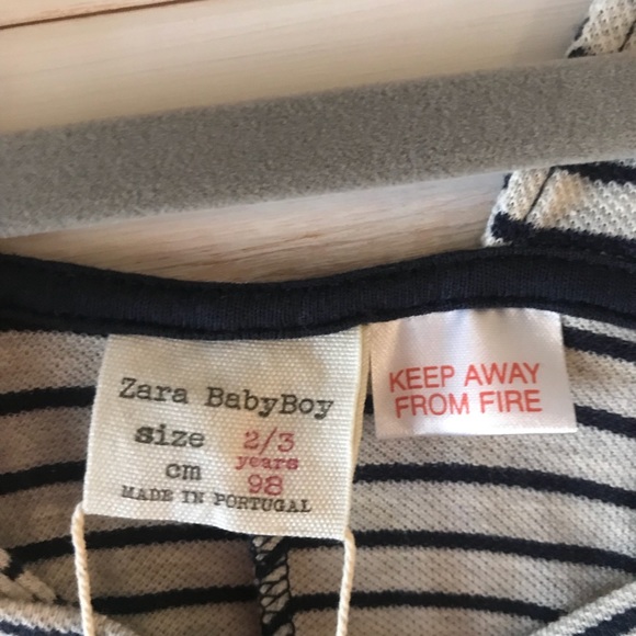 {Zara} Last 1! Baby Boy Overalls Cotton Striped - Picture 7 of 8